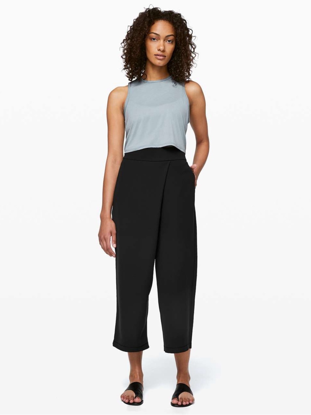 Lululemon WITH THE FLOW pants High-Waist Black Cropped Wide-Leg Pants sz 8